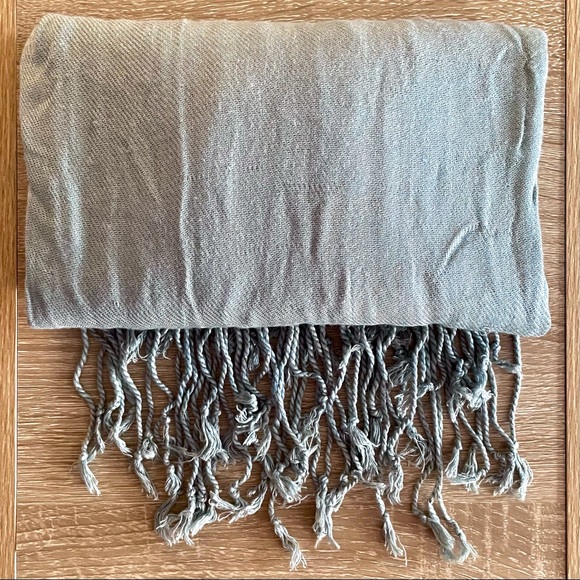 Slate blue fringed scarf - Picture 2 of 2